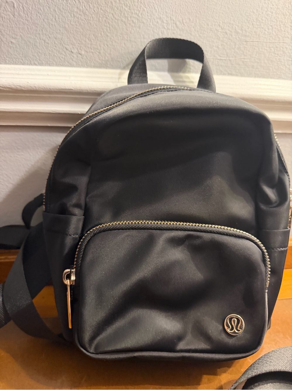 lululemon athletica Black nylon mini backpack Gold Hardware (4) styles like new